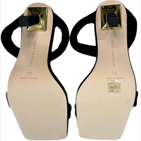 Good American Black Terry High Heels Sandals size 7 1/2 - Picture 8 of 10